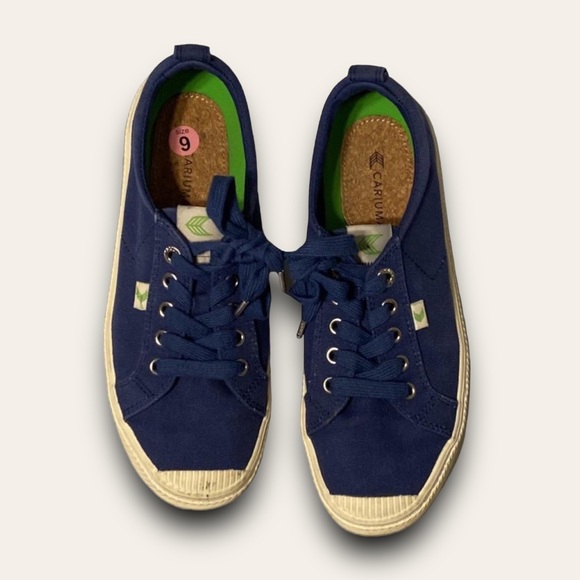Caprium Navy Lace-Up Sneakers Canvas Tennis Shoes - Picture 2 of 6